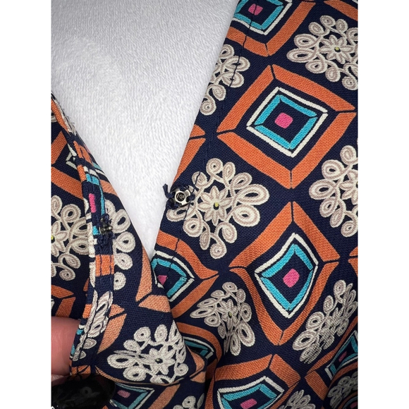 Skies are blue orange diamond pattern‎ side slit dress - Picture 6 of 8